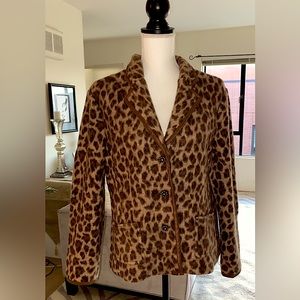 Talbots Brown Merino Wool Leopard Print Large (petite)